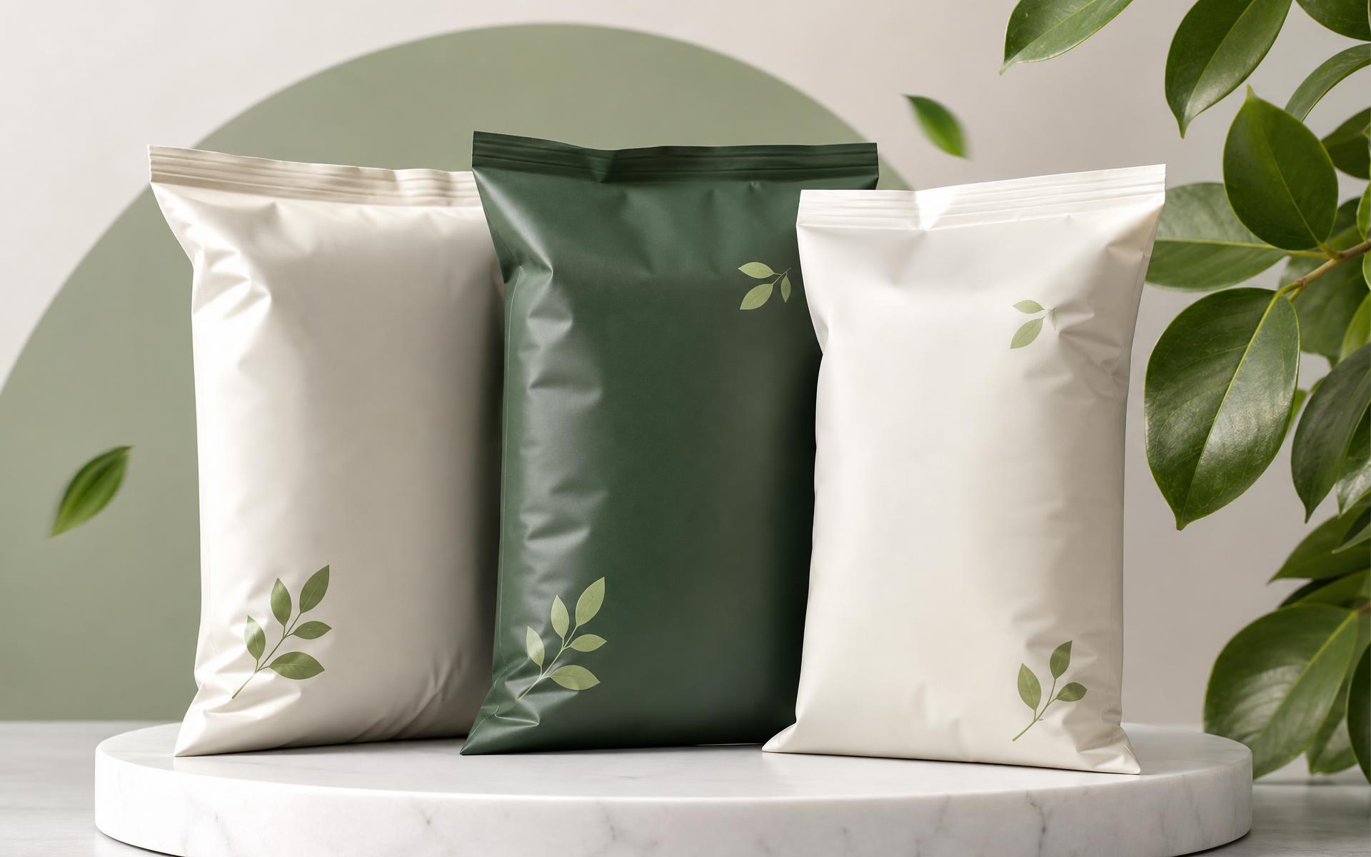Biodegradable poly bags by Ekdant Enterprises on a marble podium